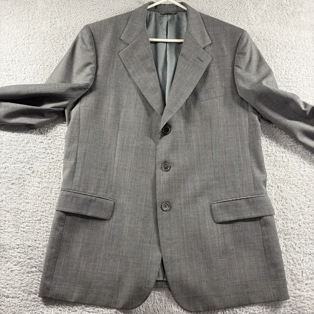 Nogara Blazer Ermenegildo Zegna Italy 100% Wool Gray Plaid Pattern 42 Jacket